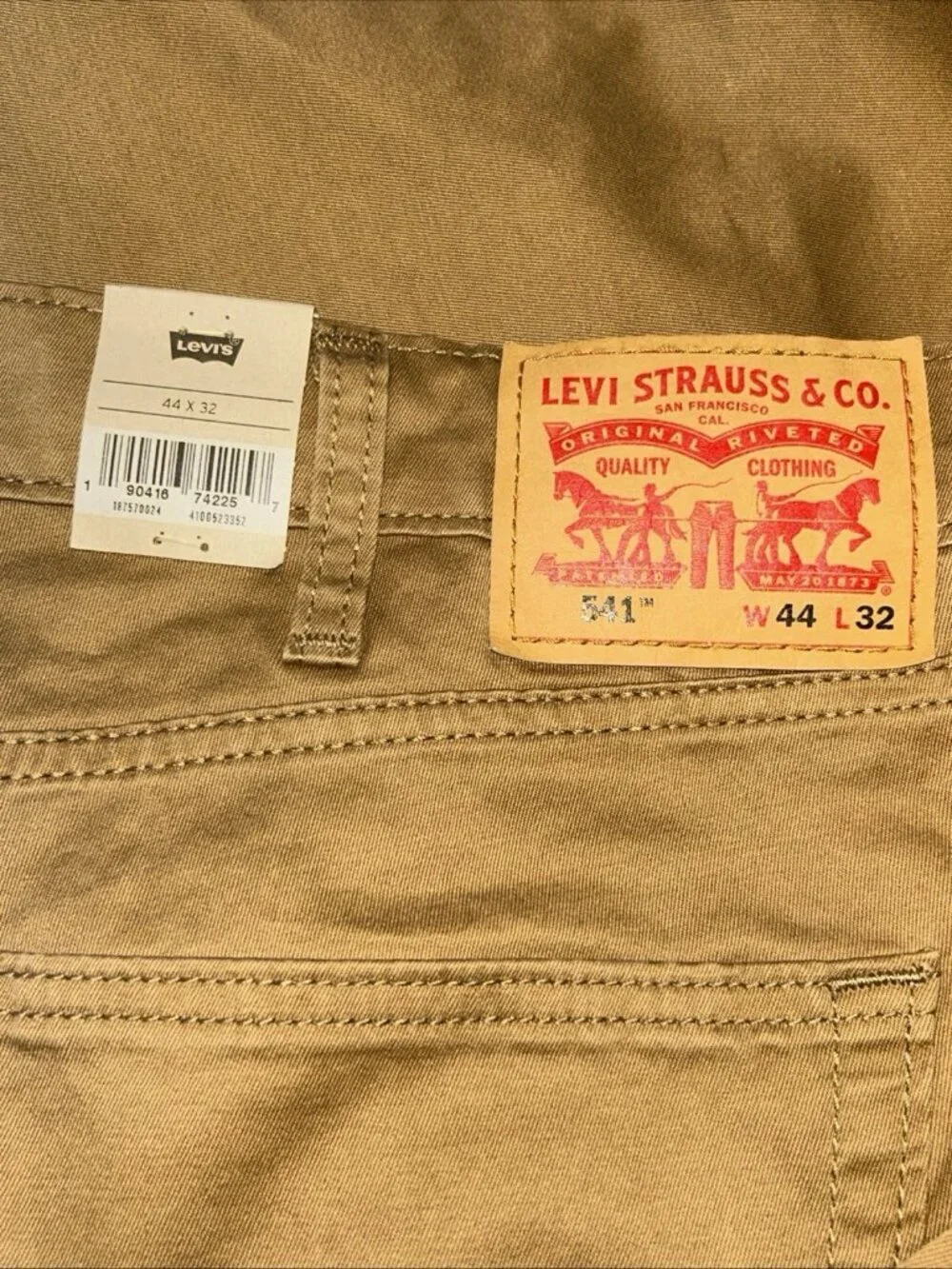 Levi's 541 Men’s 44x32 Tan Coin Pocket Denim Classic Athletic Tapered Leg Jeans
